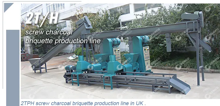 2 ton per hour screw biomass wood briquette extruder machine complete charcoal briquette production line