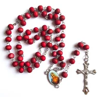 

7mm wood perfume rosary, Virgin Mary rosario, catholic necklace with rose fragrance