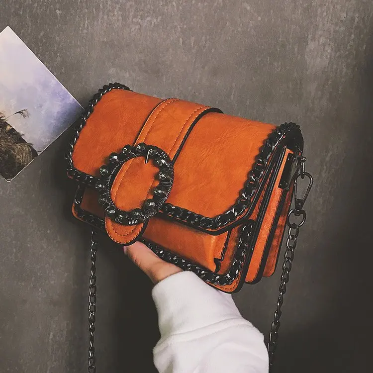
Fashion chain bag female rivet handbag all match Shoulder Messenger Bag with one single wide strap 