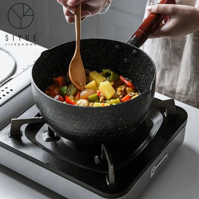 

non-stick composite multilayer bottom aluminum alloy japanese style frying pan, Black