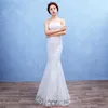 Fashion Vestido De Novia elegant crop top off shoulder slim cheap mermaid lace wedding dress bridal gown