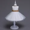 Gold Sequins Bow White Lace 2018 New Custom Made High Quality Flower Girl Dress