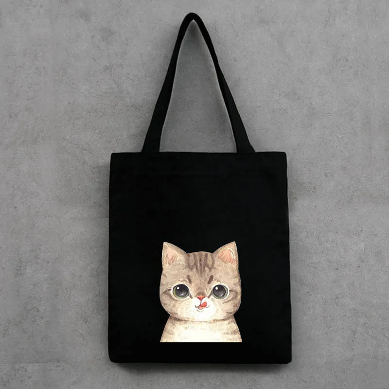 

Customized Fashion School Canvas Cotton Tote Shopping Bag, White&black