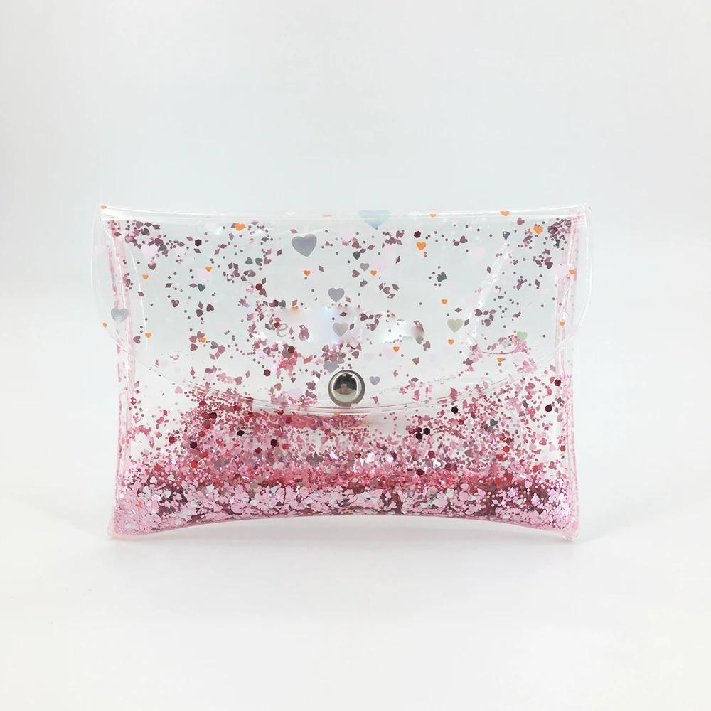 

2019 New Transparent TPU Liquid Glitter Bag Suspended Glitter Cosmetic Bag