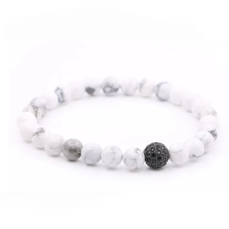 Natural White Freshwater Pearl Green CZ Pave Spacer Stretch Réglable Bracelet