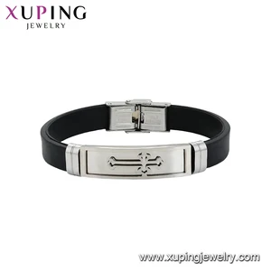 75723 xuping Fashion leather Wholesale Jewelry Engraved Stainless Steel Bangle Smart women Bracelet