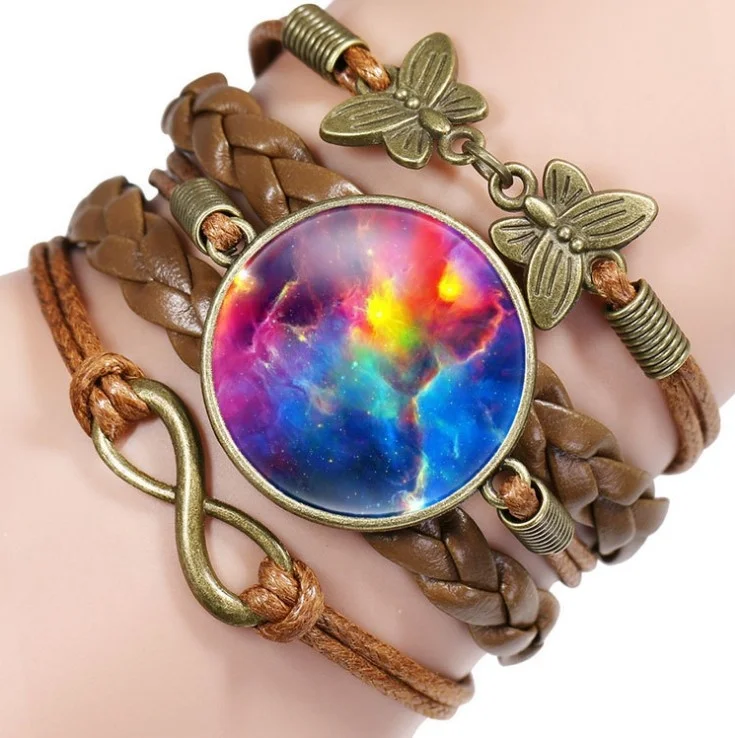 

Vintage Multilayer Combination Braided Star Space Cosmic Time Gemstone Bracelet