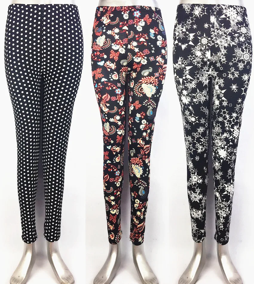 
Promotional milk silk ankle length women wear elastic leggings christmas snowflake deer printed leggings 