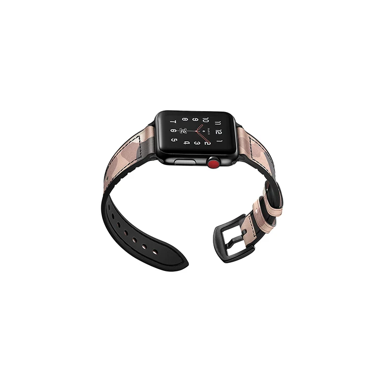 

Men Charming Soft Leather Gray Camouflage Strap For Apple Watch Band