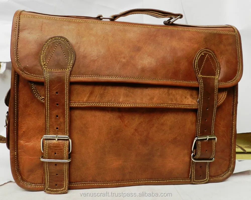 Pure leather laptop and office use messenger bag vintage hand made leather satchel bag