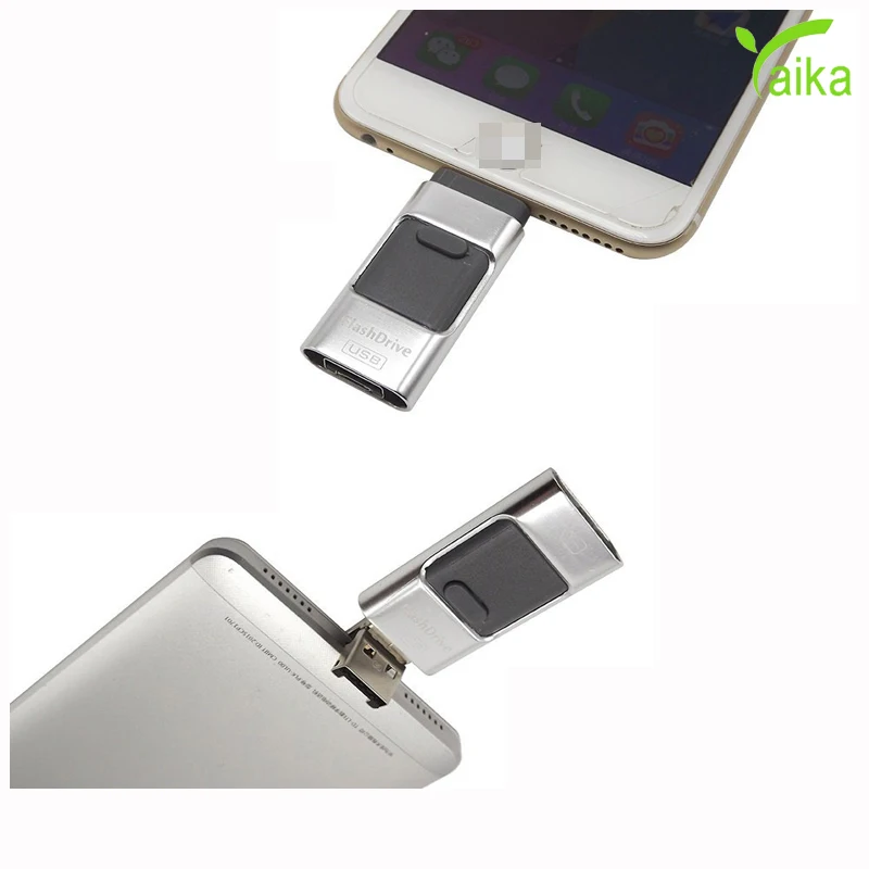 

Yaika 3 in 1 USB Flash Drive 32GB i-Flash U-Disk Memory Stick Pen Drive for iphone and android, Black;golden;silver;gold/silvery