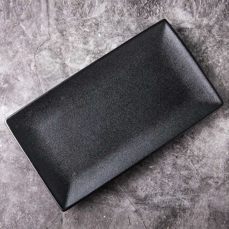 

Elegant Rectangle Serving Plate Sushi Plate Food Sashimi Serving Tray Platter Restaurant Tableware, Black