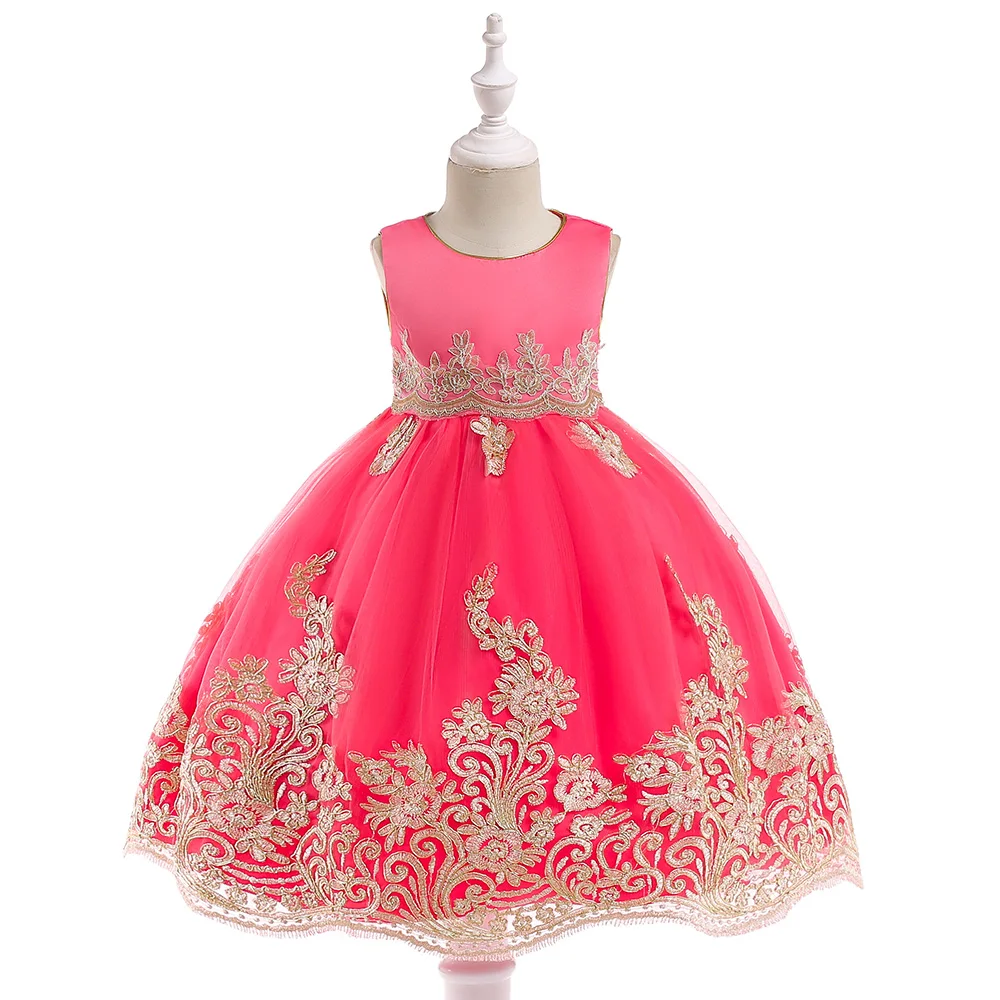 

Embroidery Baby Flower Frock Children Party Clothing Kids Princess Wedding Dresses L9029, Pink