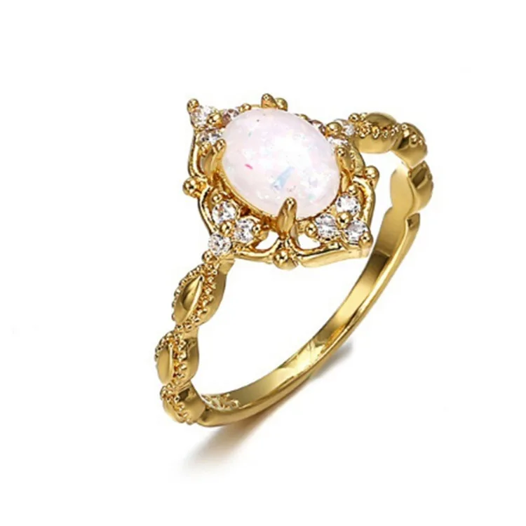 

Fashion jewelry 24k gold wedding fire opal ring women