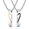 Men Women Stainless Steel Beads Chain Heart Love Necklaces for Couples Ladies Fashion Zircon Pendant Paired Suspension Pendants