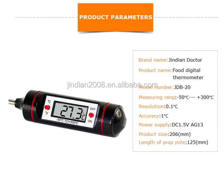Wt1 Digital Probe Termometro Thermometer Stainless Steel 24 Hours