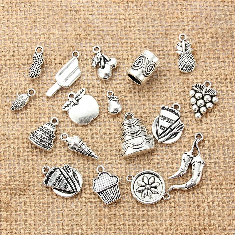 

16 charms fruit and vegetable ice cream pepper cake pineapple alloy pendant accessories DIY handmade jewelry