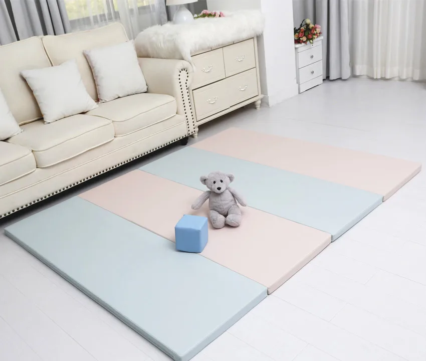 200cm*100cm Pu Leather Four Folding Kids Rest Mat Play Mat For Babies