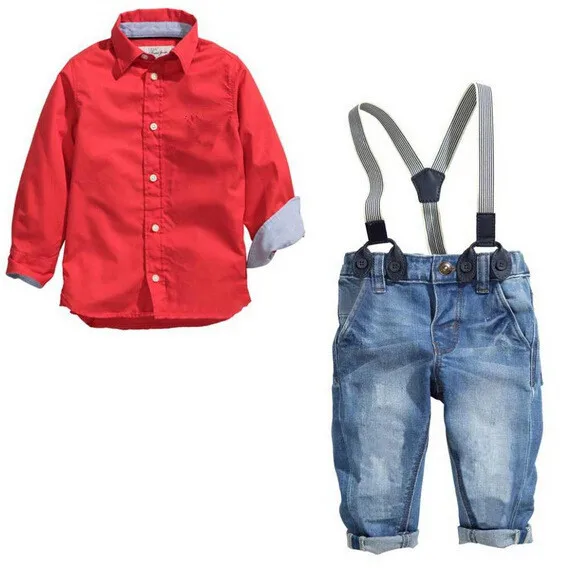 

2017 Boys Clothing Kids Shirt Jeans Pants Free Shipping Set For Children, As picture