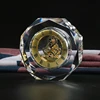 High quality octagonal K9 crystal table clock custom logo for home decoration
