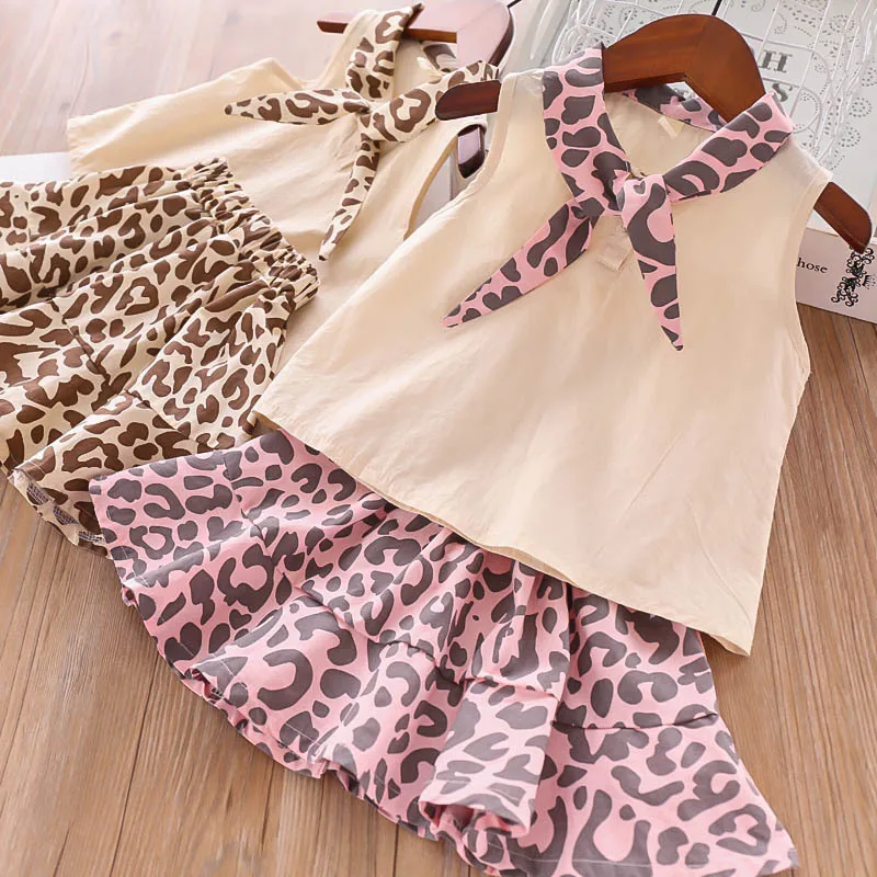 

Wholesale 2019 Girls summer t-shirt + leopard skirt 2pcs suits kids fashion clothing Set, N/a