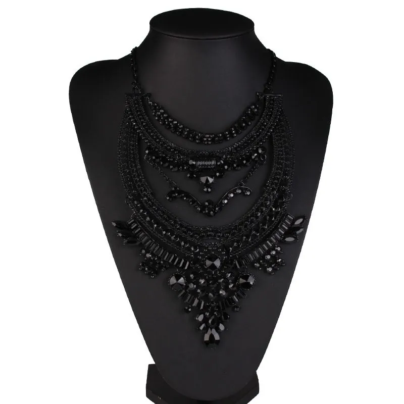 Multi-Layers Filigree Flower Pendant Statements Chunkys Long Big Collar Necklace