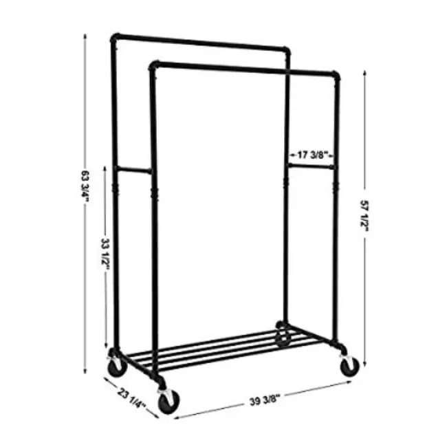 Industrial Pipe Clothes Rack Double Rail Pipe Clothing Garment Rack ...