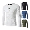 2017 New Arrivals European Designs Double Buttons Simple Casual Tight 6XL Gothic Long Sleeve T-Shirts Plain