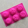 6 even 3 groups of flower shaped silicone cake mold baking DIY handmade soap mold sunflower moon cake mould