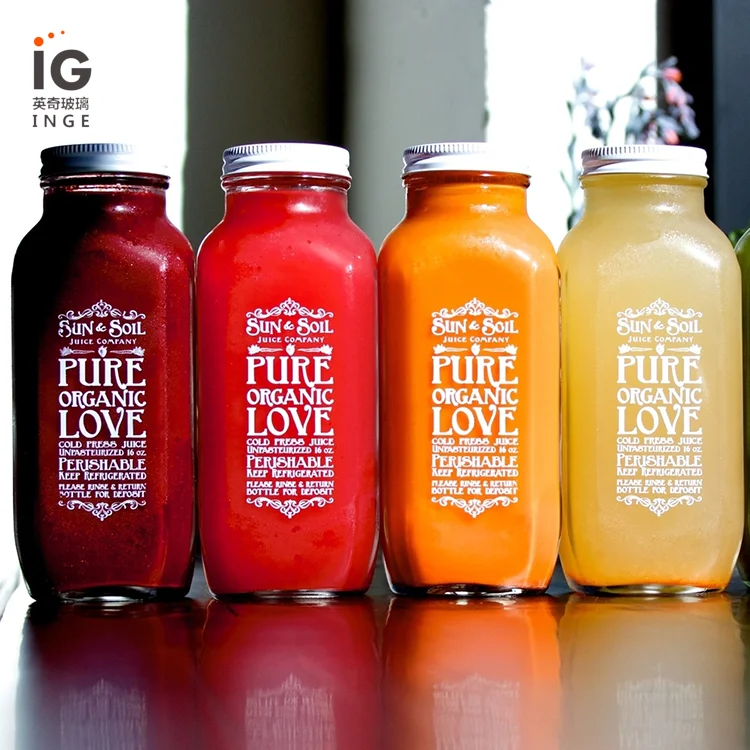 450ml 16oz Square Clear Glass Juice Bottles For Sale Buy Clear Glass