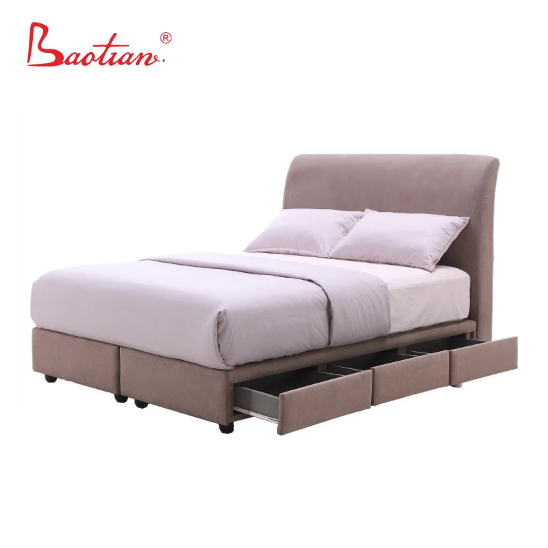 Space Saving Bedroom Furniture Modern Leather Bed With Drawer