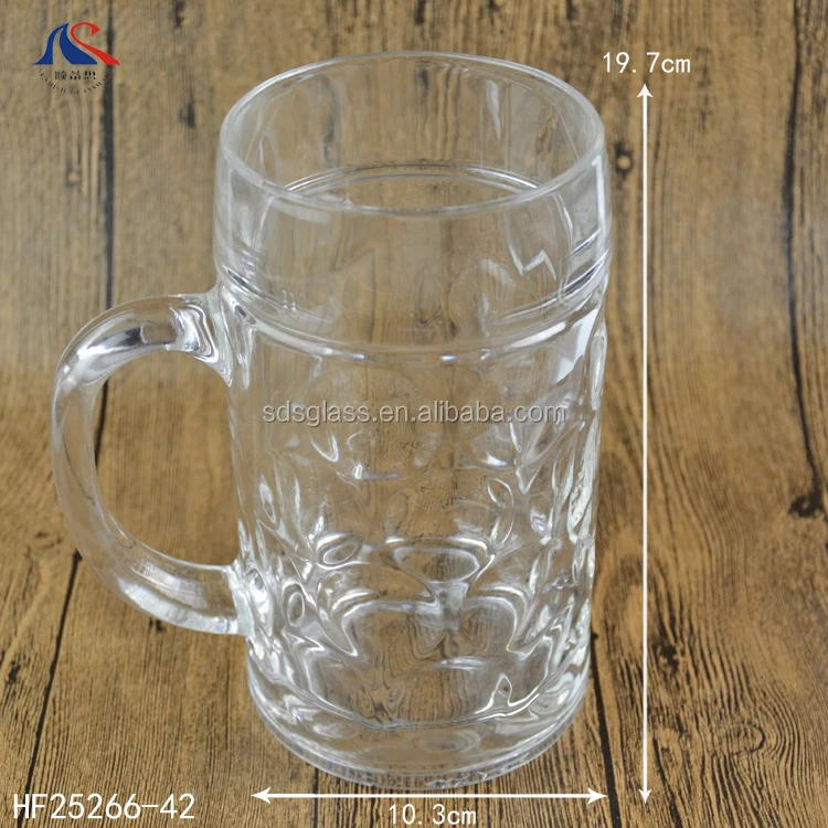 1 L Dimpled Glass Beer Stein German Style Extra Large Glass Beer Mug