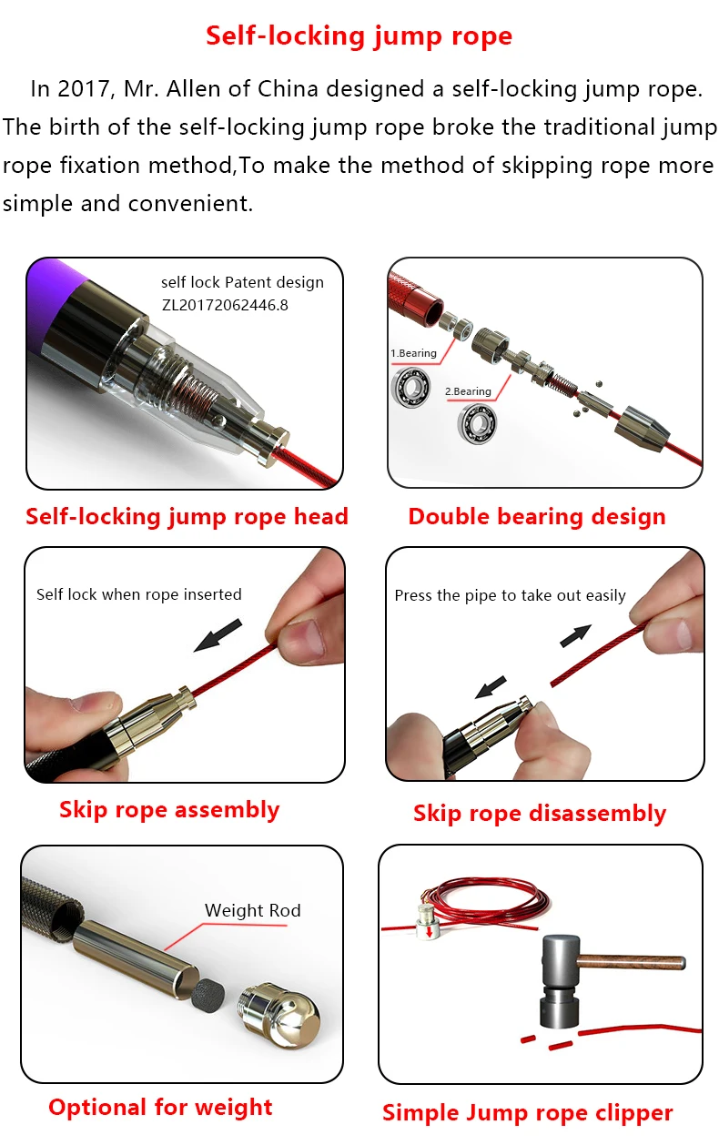 Red Wine Bottle Shape Aluminum Jump Rope Handles Self Lock Jump Rope