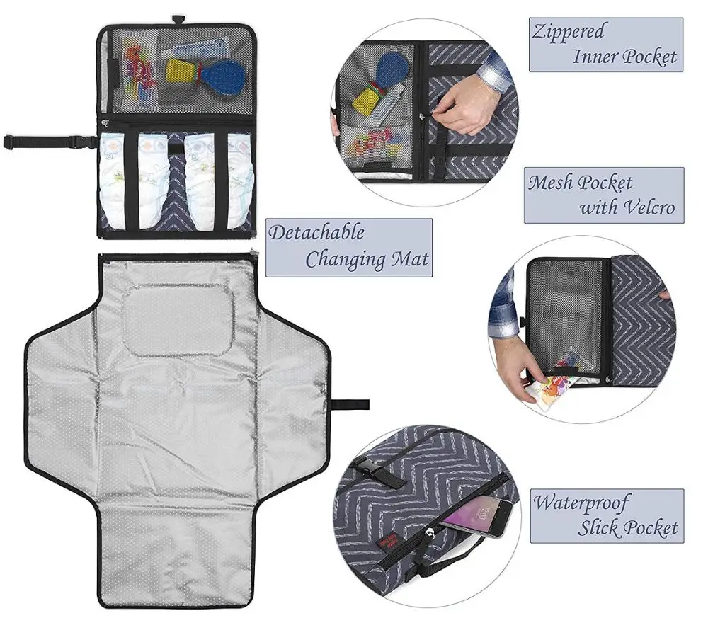 
OEM Portable waterproof travel traveling foldable diaper baby changing mat baby diaper changing pad 