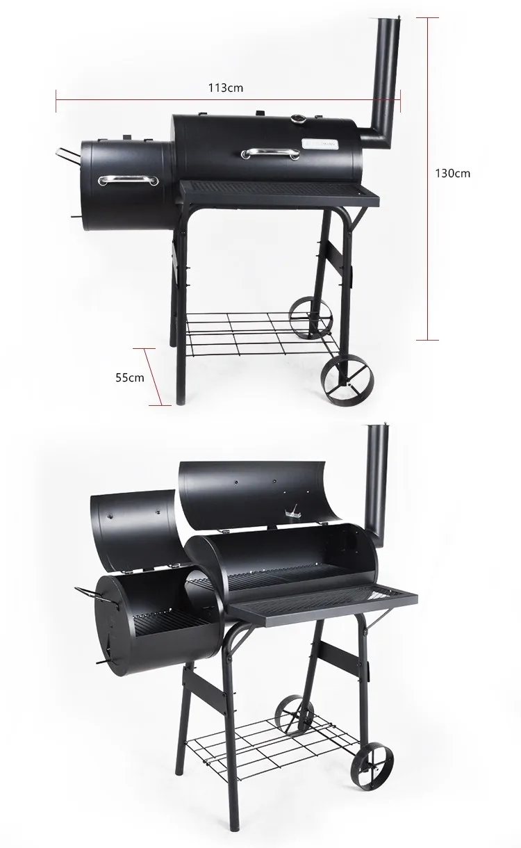 Wholesale Pulley Double Barrels Smoker Grill Wood Pellet Bbq Grill