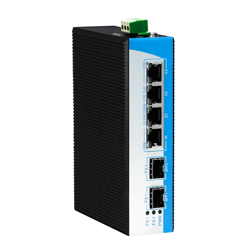 

Industrial POE switch with 4*10/1000/1000M PoE port , with 2 Gigabit SFP port