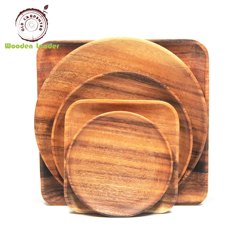 

Wholesale Safty Acacia Wood Kitchen Serving Food plate, N/a