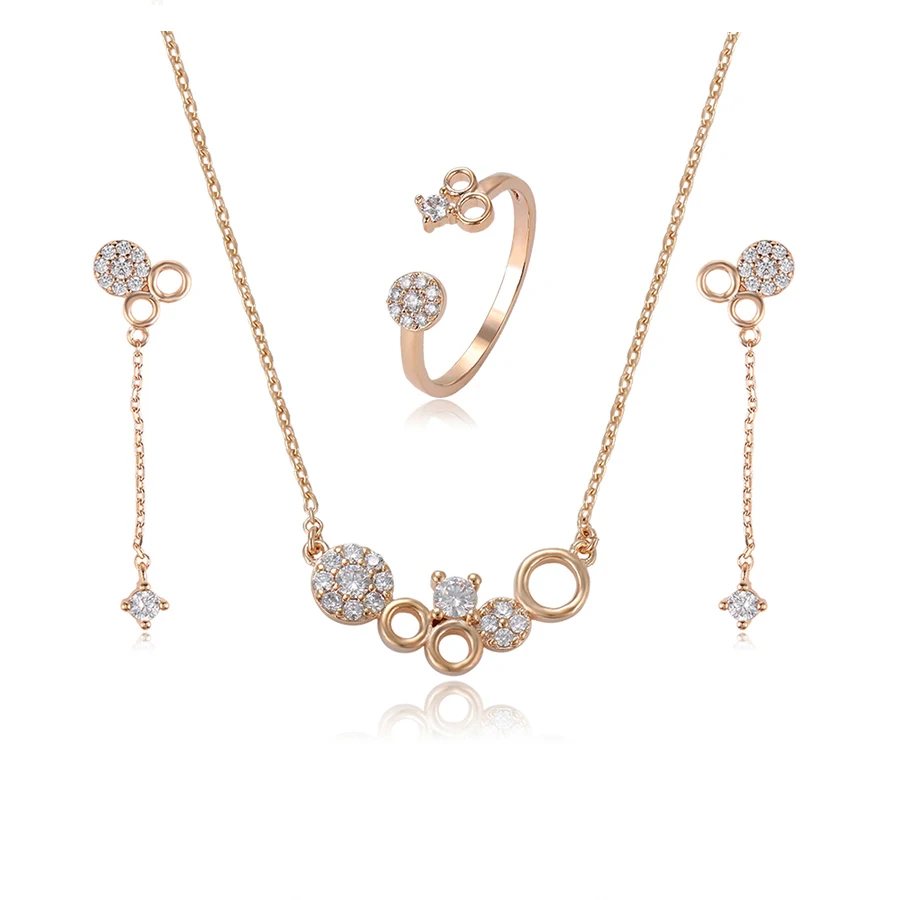 

64502 Xuping superstar accessory jewelry magnet 18k gold jewelry set with free lead and nickle, White