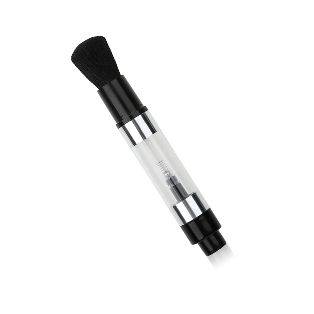 custom logo premium private label single black small make up brushes vegan refillable powder dispensing pump powder brush