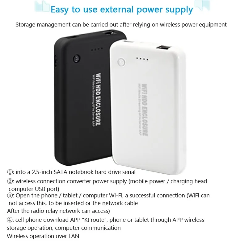 KIMAX BS-U35WF 2.5"USB 3.0 Wireless HDD Enclosure a4000mah battery wifi ...