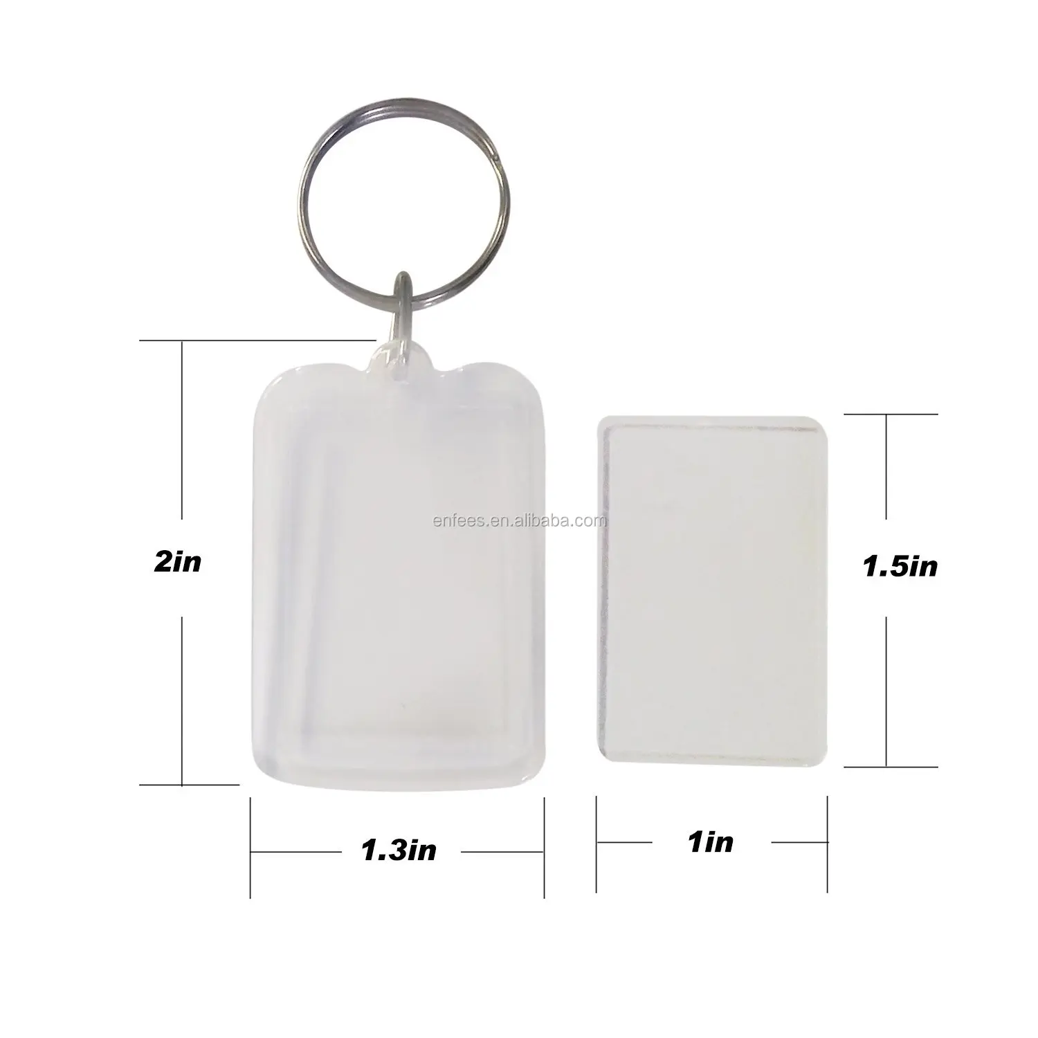 Size:2x1.3 GMS-US 100pcs Custom Personalised Insert Photo Acrylic Blank Keyring Keychain Wholesale