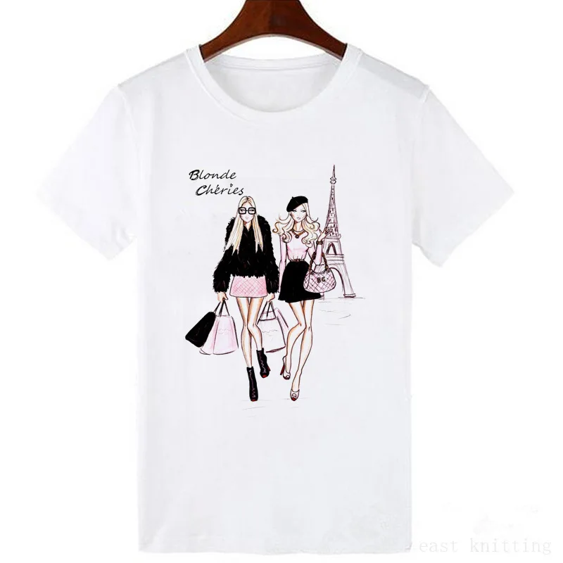 
Vintage Vogue Paris Black printing Girl Shirt summer fashion Women T Shirt novelty casual Tops hipster cool ladies Tee 