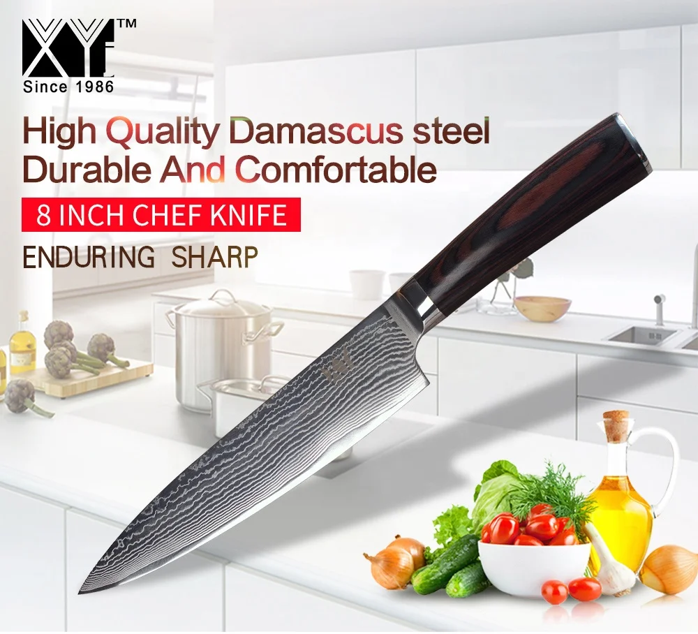 

2019 new Damascus Steel Chef Knife 8 inch vegetable Kitchen knife