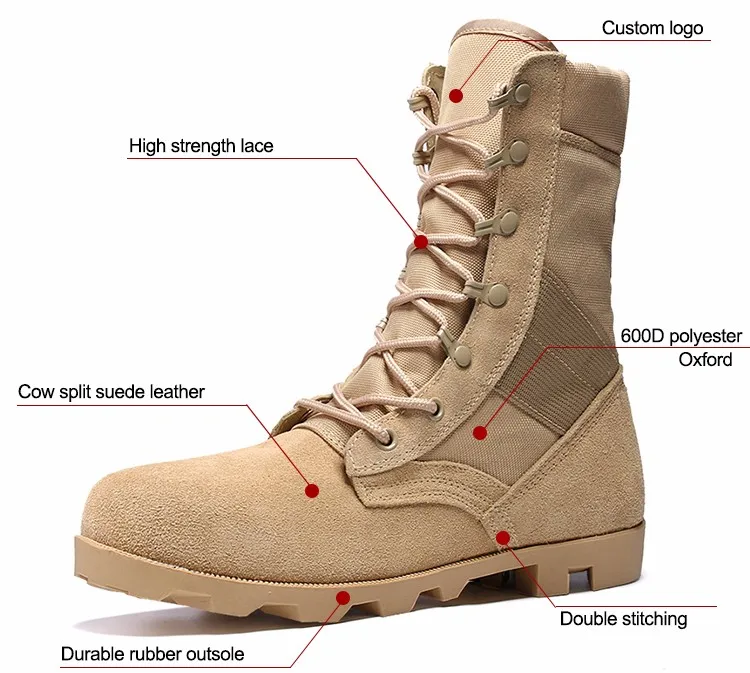 Custom Panama Tactical Officer Boots Suede Split Leather Combat