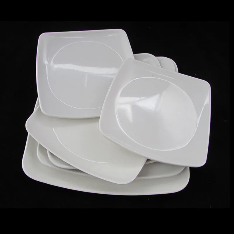 Wholesale Bulk Unbreakable Melamine Dish Restuanrant White Square Shape