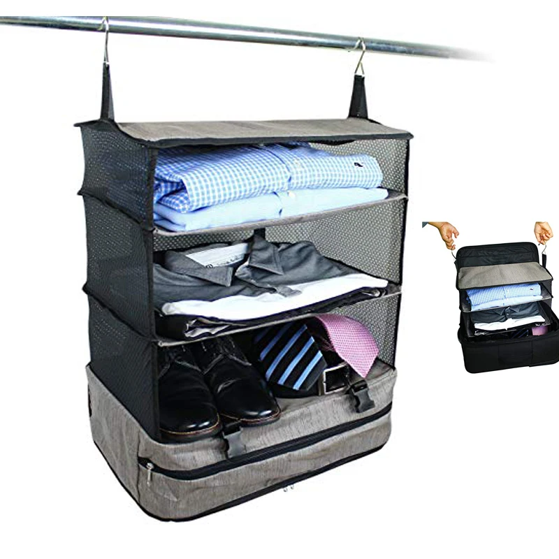 Portable Luggage System Hanging Travel Shelves Packing Cube Organizer ...