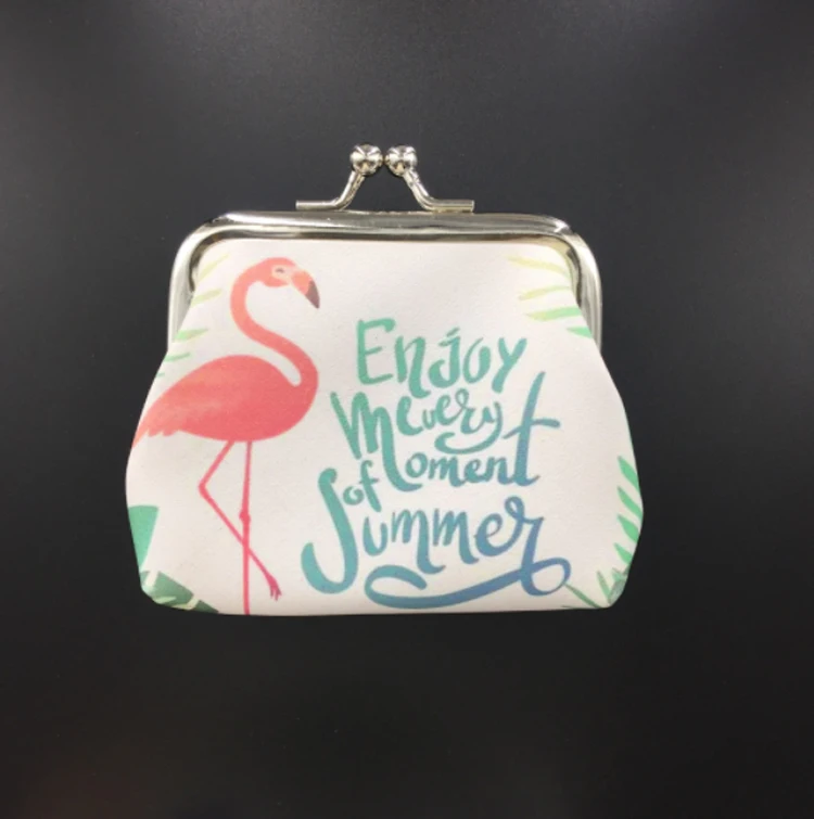 

Wholesale Fashion PU Logo Printed Flamingo Mini Coin Purse, Multicolors as pictures