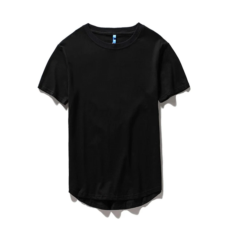 

Printed Custom O-neck Modal and Cotton Blank T-shirt Curved hem Plain Black and White Plain T-shirt