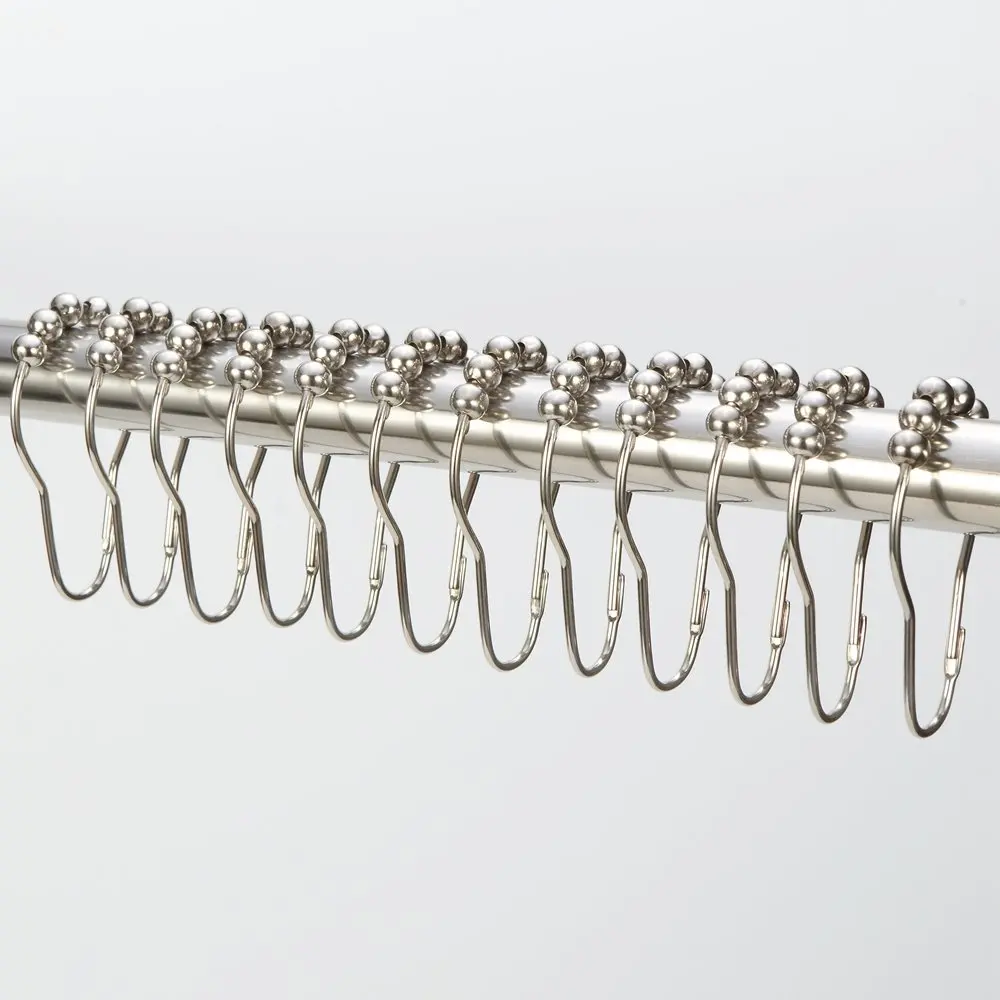 Stainless Steel Shower Curtain Tie Back Hooks Rings For Bathroom Shower