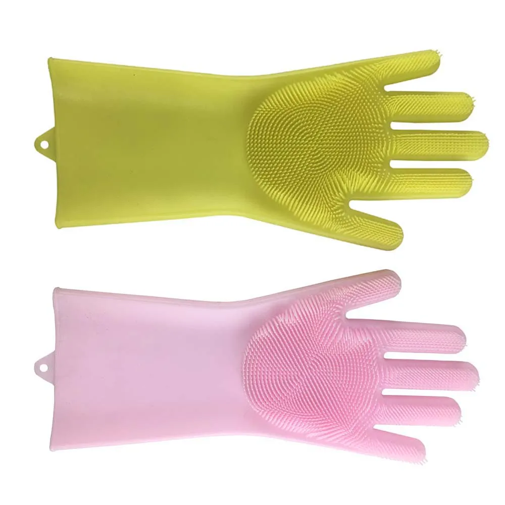 Hands Silicone Brush Scrubber Gloves Heat Resistant Kitchen Magic